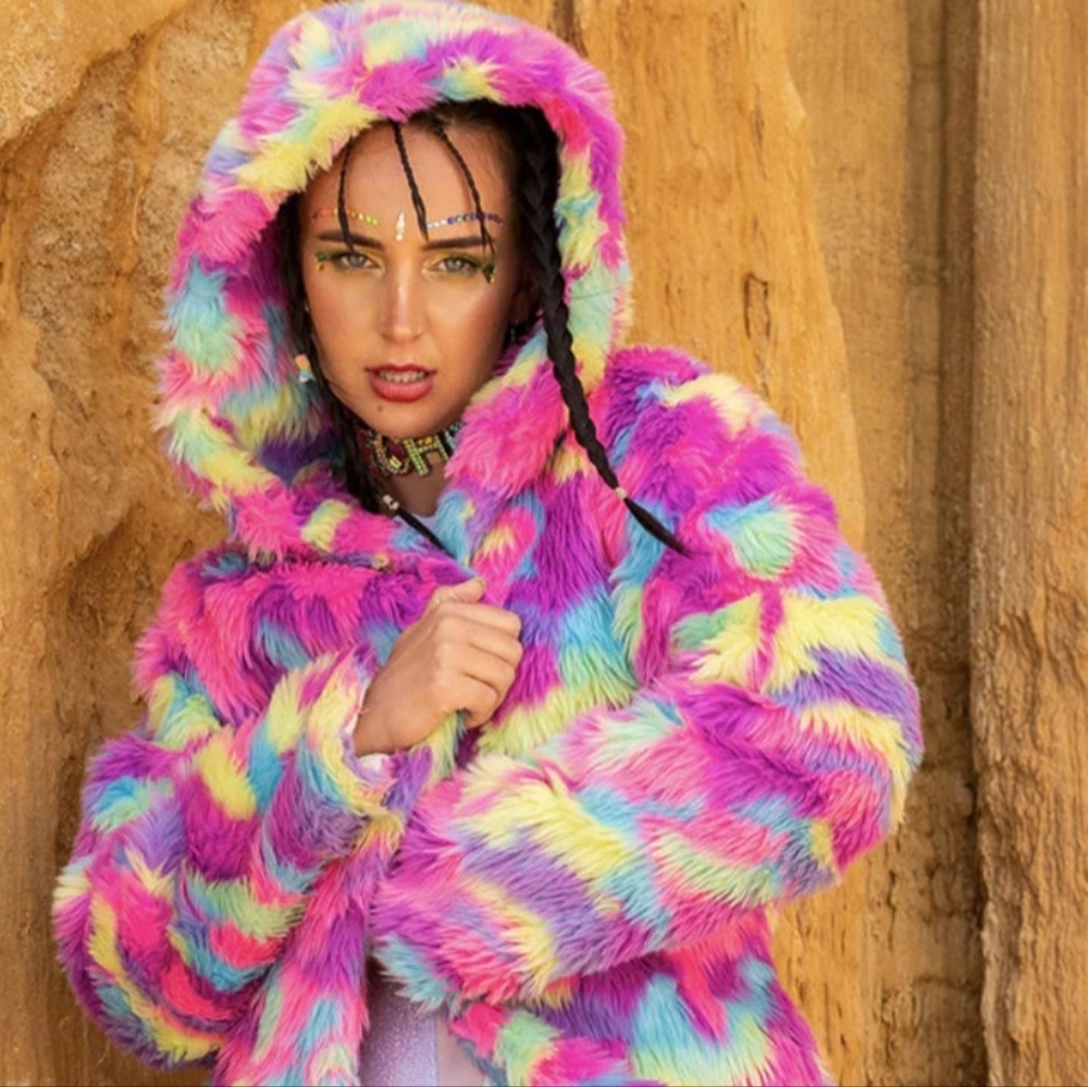 Rainbow rave coat